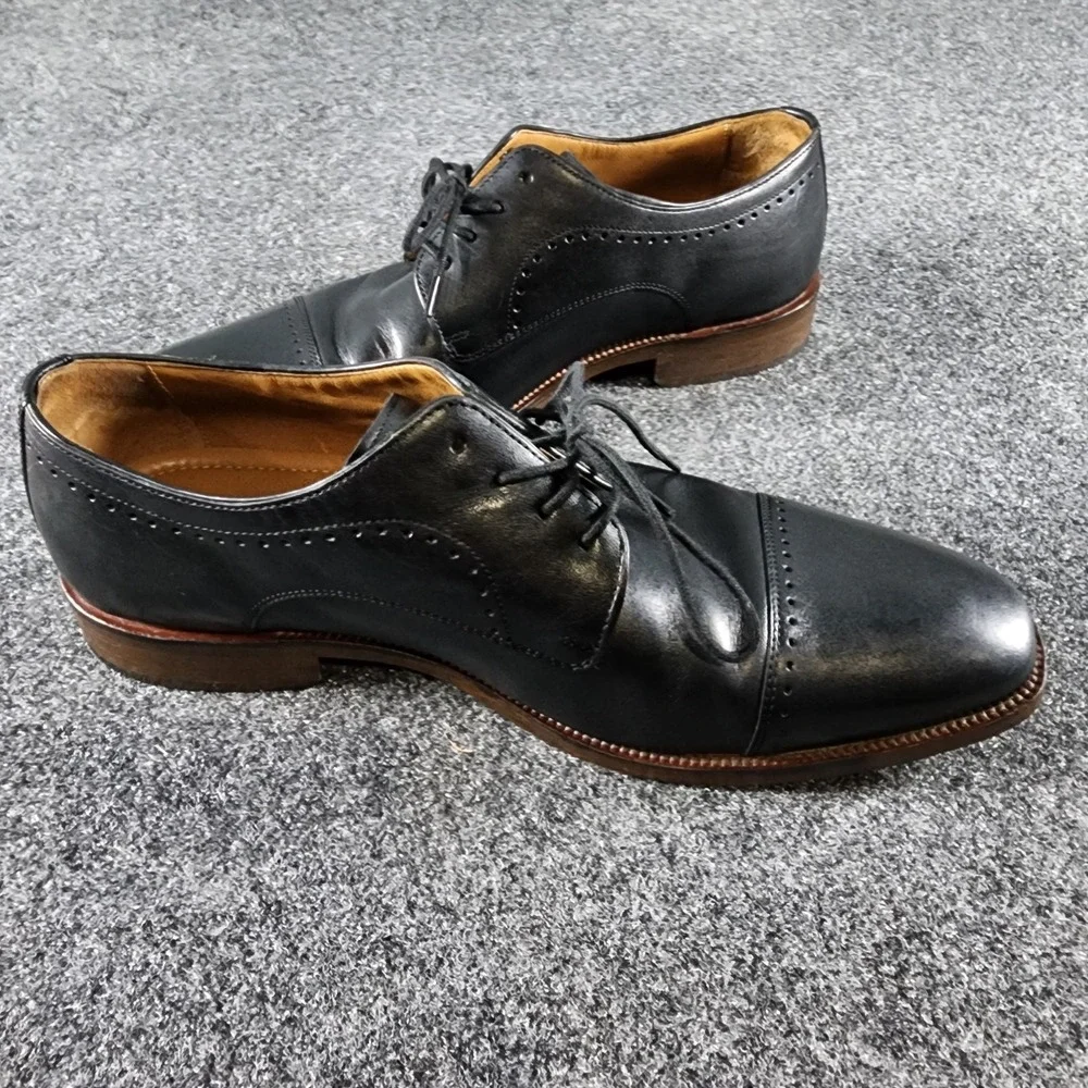 Johnston & Murphy Sanborn Cap Toe Dress Shoes‎ Mens 10 M Black Leather Formal
